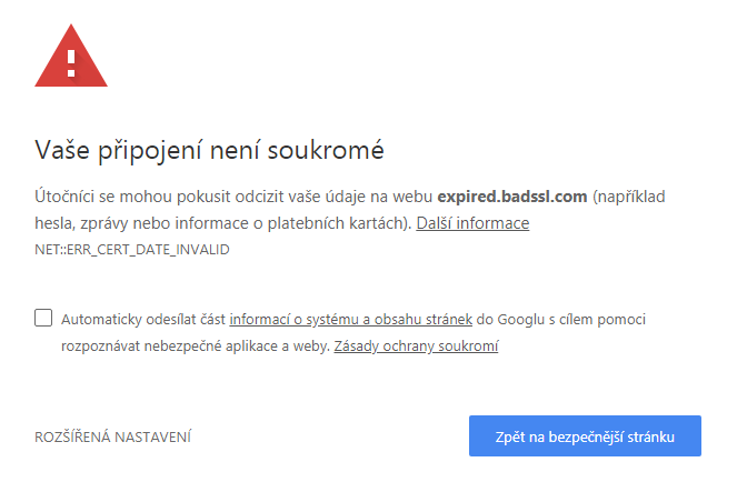 Istekao SSL certifikat (Chrome)