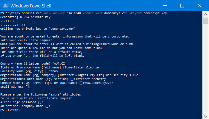 OpenSSL - generiranje certifikata