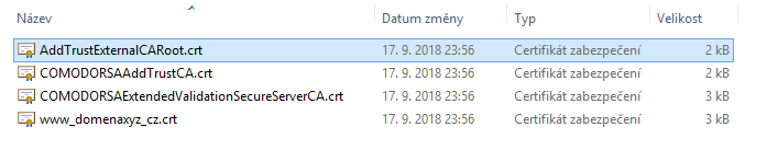 CRT datoteke izdanog SSL certifikata